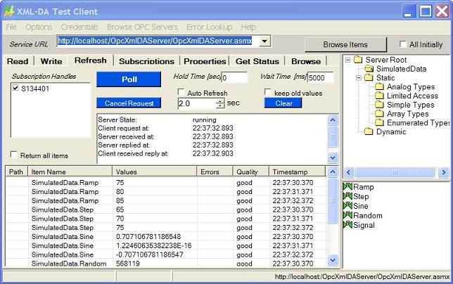 XML DA Test Client