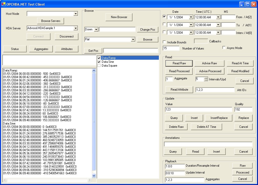 OPC HDA Test Client